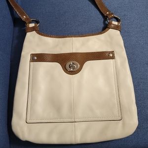 Coach cream and brown leather crossbody